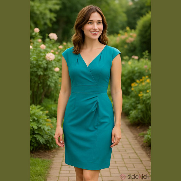 Adrianna Papell Womens Size 8 Turquoise Dress Corpcore Wedding Summer - Picture 1 of 8